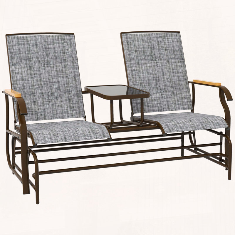 Banc oscillant d'extérieur pour 2 personnes avec table Outsunny