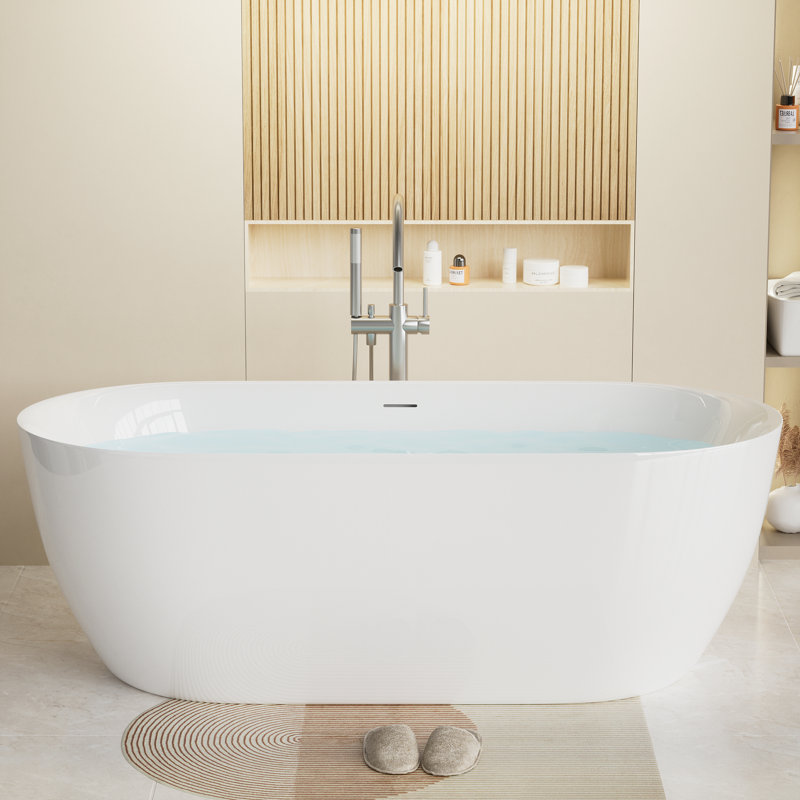 67" X 31.5" Freestanding Soaking Acrylic Bathtub