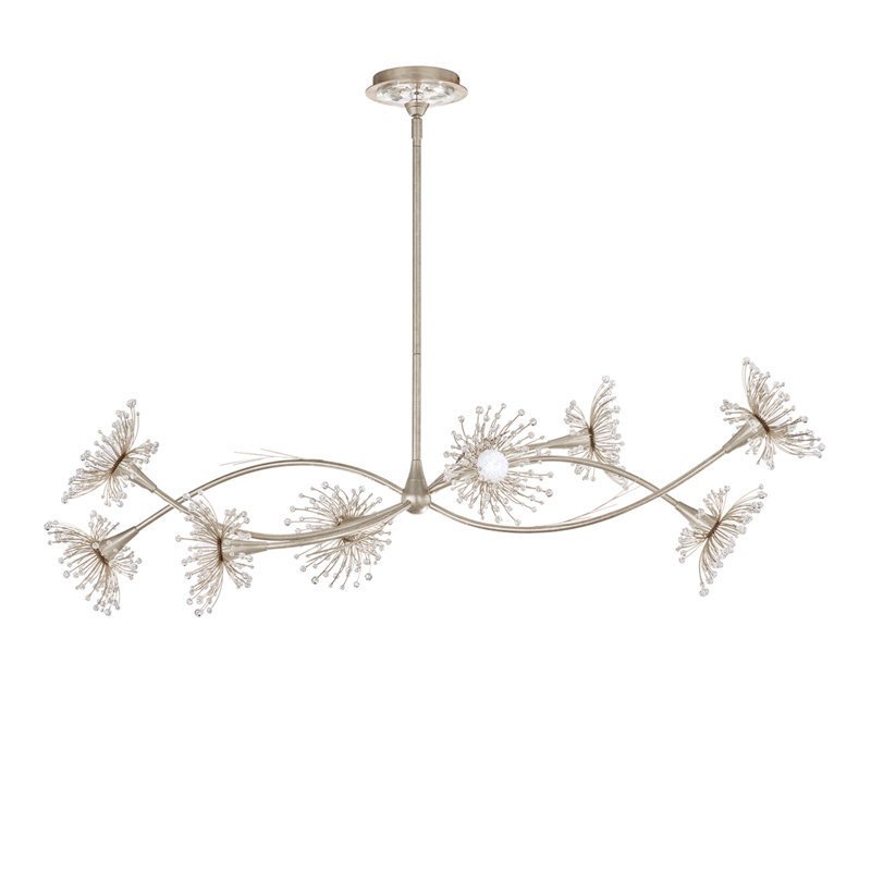 Coquette 8 Light Crystal LED Linear Pendant, Antique Silver