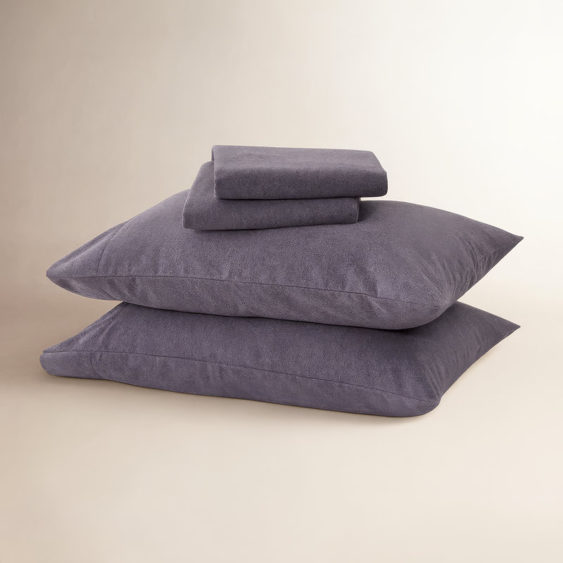 Ensemble de draps en flanelle de coton mélangé Raye, Simple, Mauve açai chiné