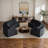 Corduroy Curved Sectional Sofa With Four Pillows,2 Modules-1680643387