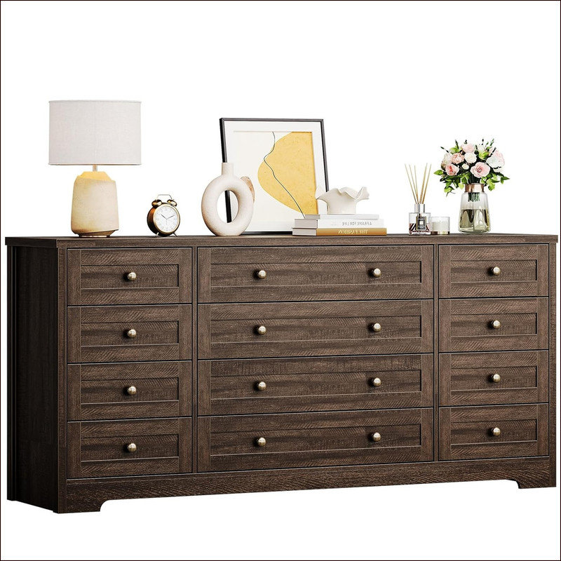 159.8 cm W Chest of 12 Drawers, Brown