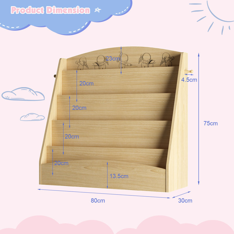 75cm H x 80cm W Bookcase, Natural