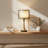 Mid-Century Bedside Nightstand Table Lamp Unique Lampshade Gold Accents Base Desk Light