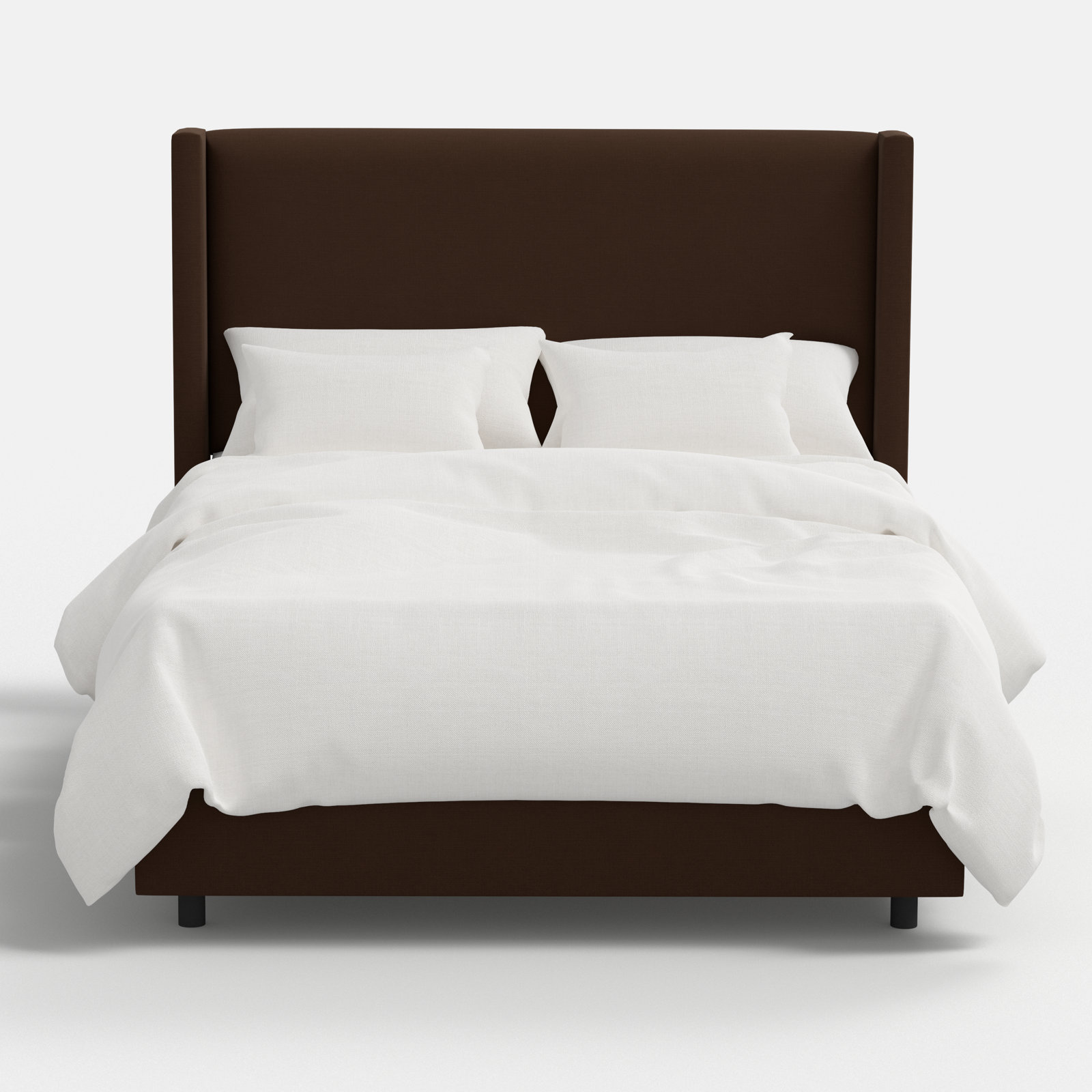 Hanson Upholstered Wingback Bed, California King, Classic Chocolate Linen