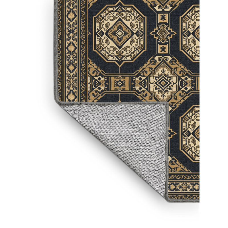 Tapis oriental gris lavable à la machine Osiyo, 2 pi x 3 pi