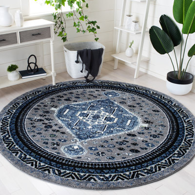 Tapis oriental bleu / noir / gris