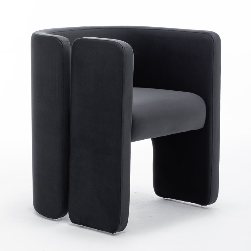 Jaimyn 24" Wide Upholstered Barrel Accent Chair, Dark Black Velvet
