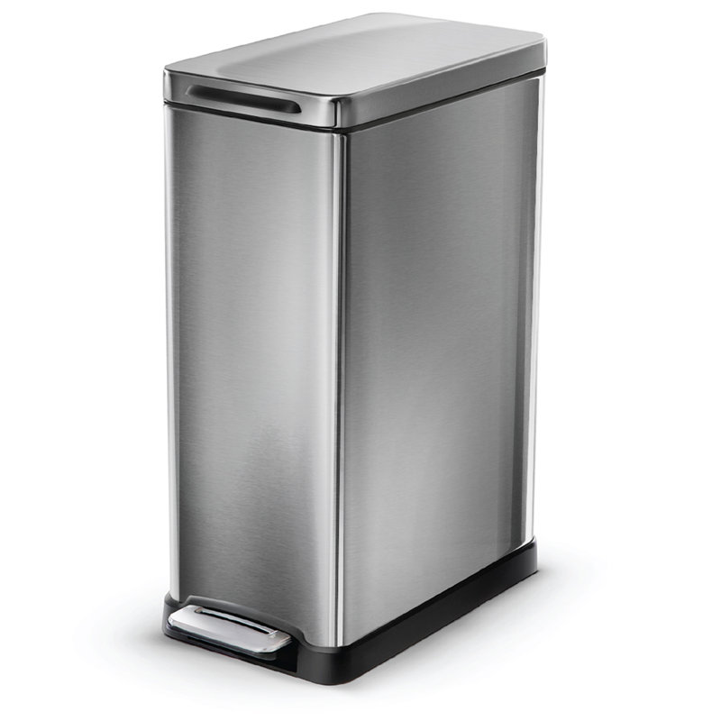 12 Gallon Silver Stainless Steel Slim Step Trash Can