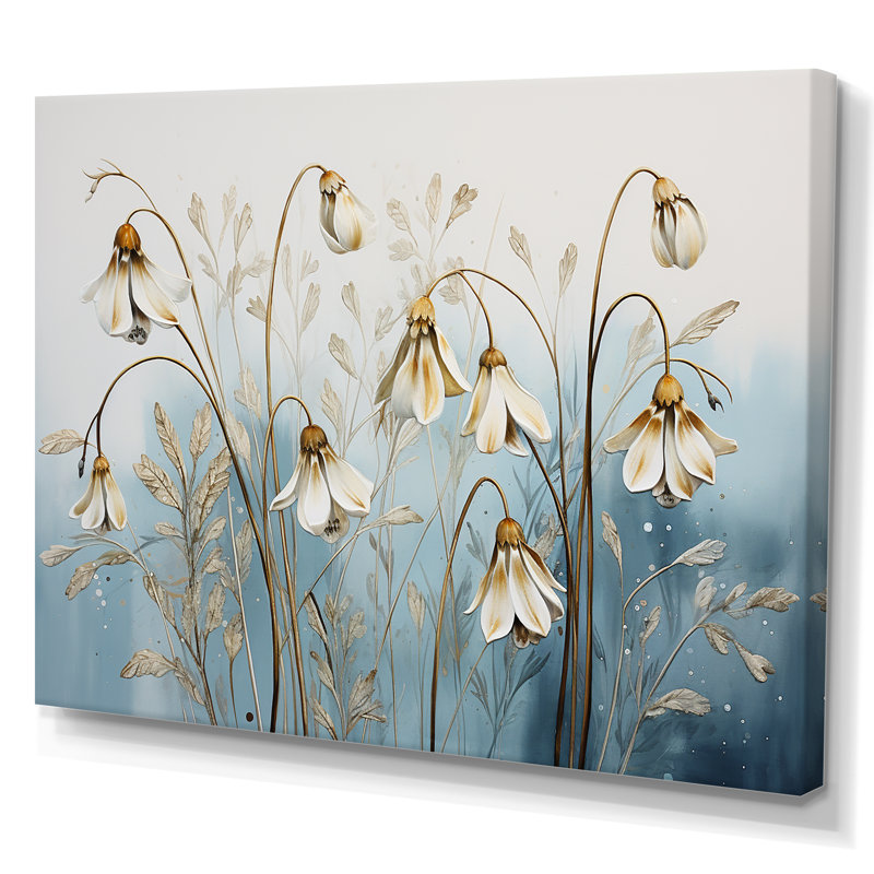«Blue and Gold Snowdrop Flower Simplicity IV - Snowdrops», reproduction d'art sur toile, Toile tendue, H 30 po x l 40 po