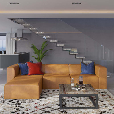 Mingle Vegan Leather Vegan Leather Sofa and Ottoman Set