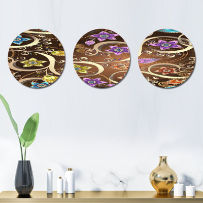Ensemble de 3 décorations murales à motif de fleurs et de cachemire