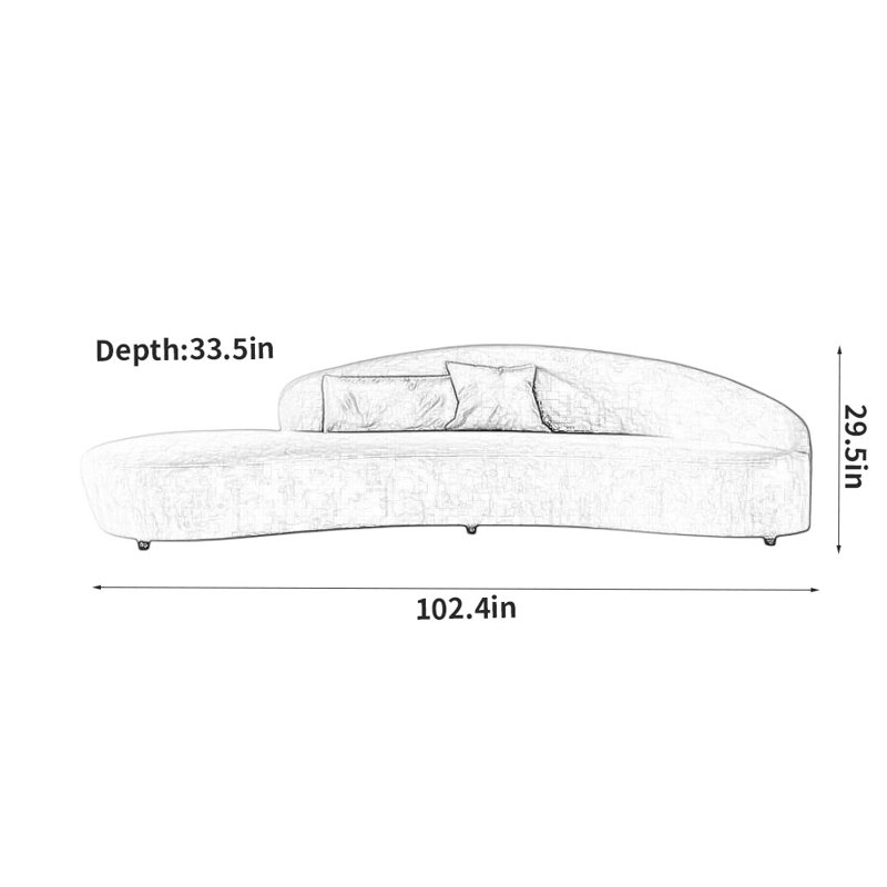 Creative Casual Sofa, Off White, 4, 29.5" H x 102.4" W x 33.5" D