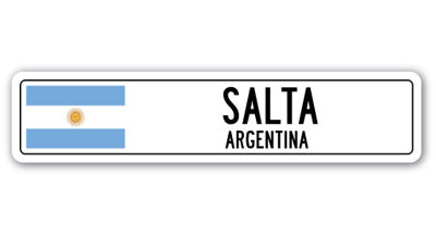 Plaque de rue Salta Ar en plastique robuste 4 po x 18 po