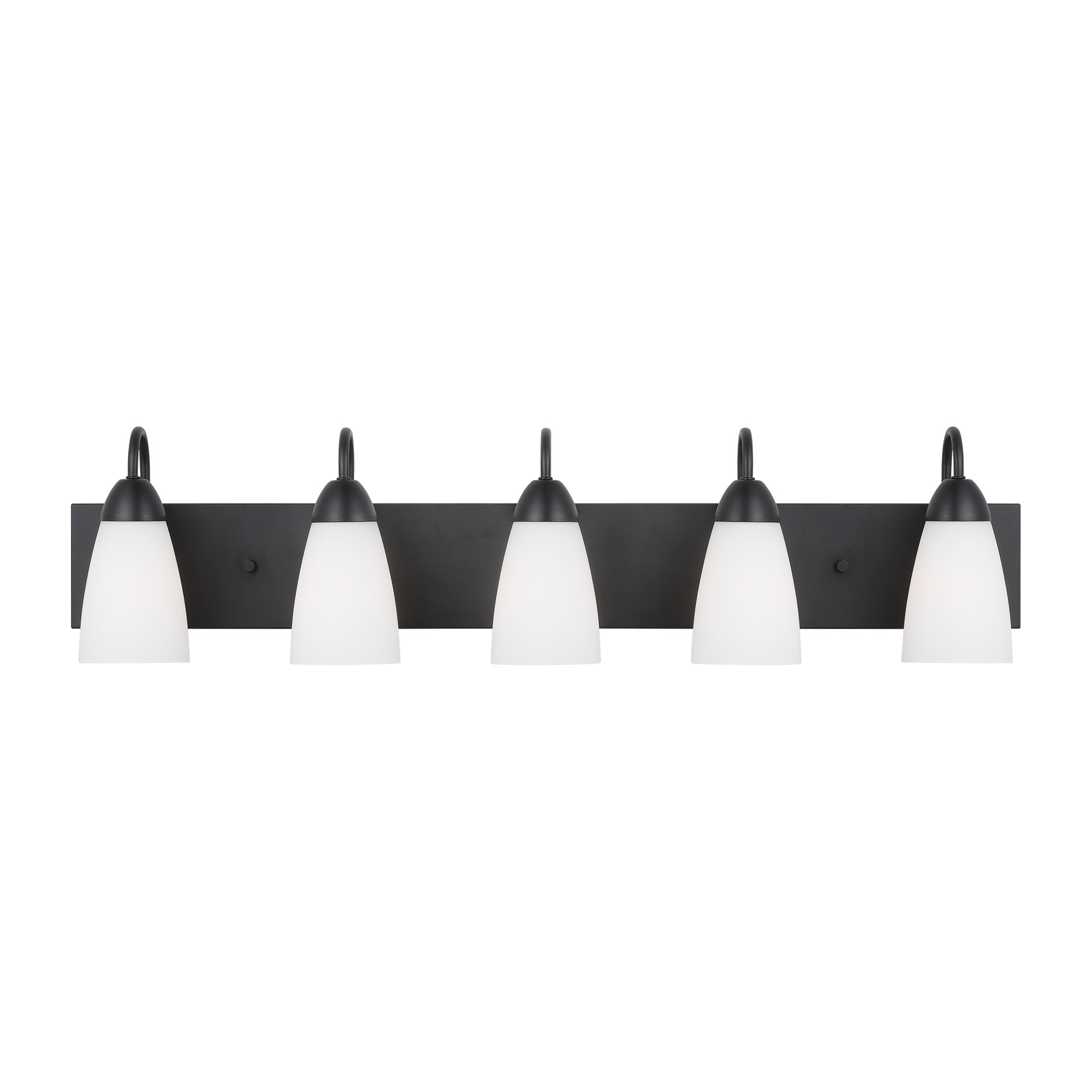 5 Light Frosted Dimmable Vanity Light, Midnight Black, No