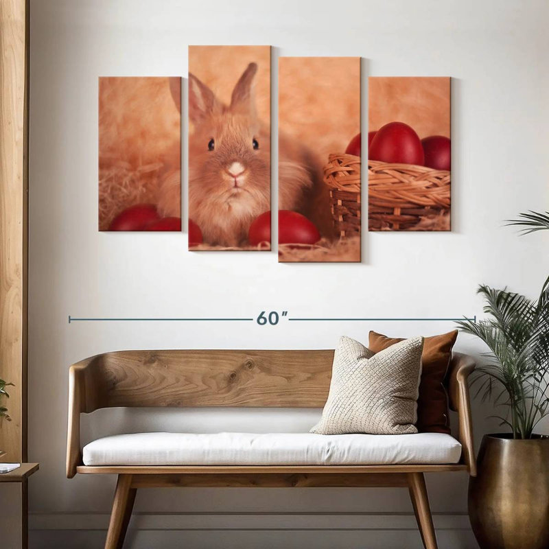 Œufs de Pâques et lapin Lelend, H 32 po x l 52 po