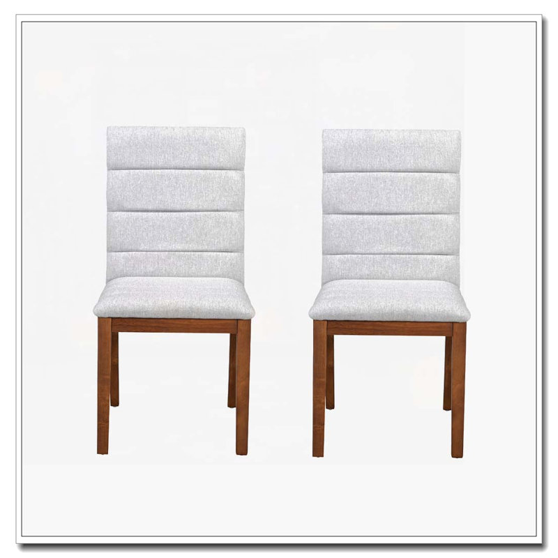 Chaises de salle à manger rembourrées modernes, Noyer, Blanc