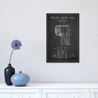 Toilet Paper Charcoal Patent Blueprint by Aged Pixel - Wrapped Canvas Print