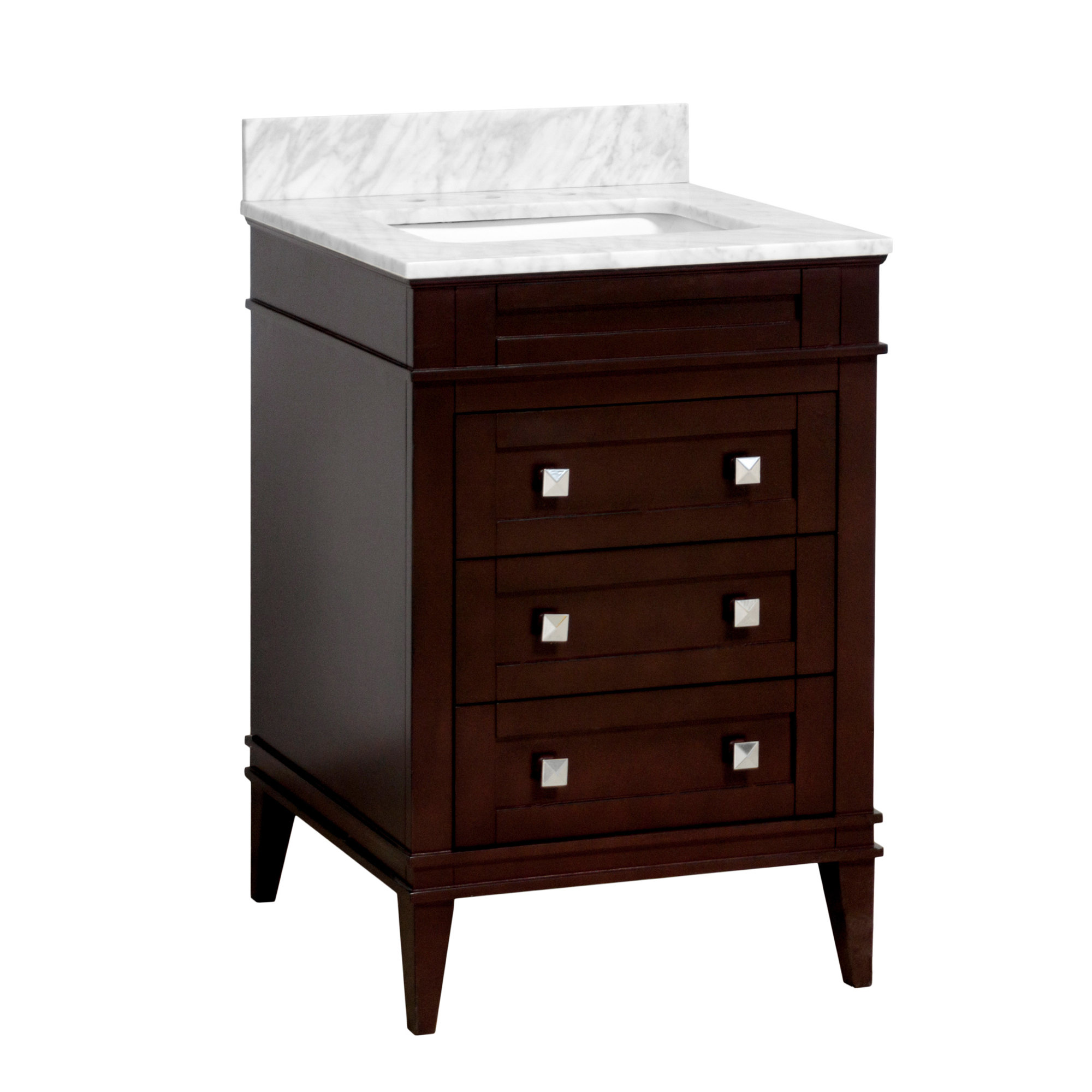 Frankfurt 24'' Single Bathroom Vanity, Chocolate, Carrara Marble