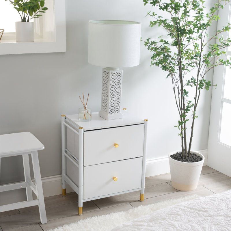 18.11'' W Metal Nightstand, White
