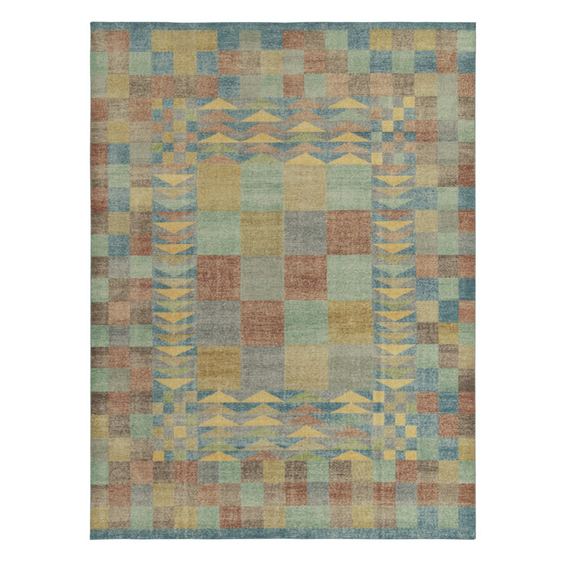 Distressed Homage Wool Geometric Area Rug, Rectangle 12' x 18'