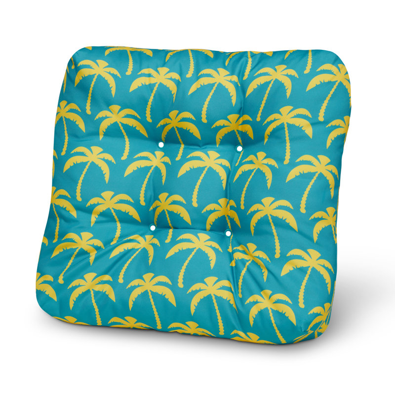 Outdoor 5'' Dining Chair Seat Cushion, Real Teal Palm