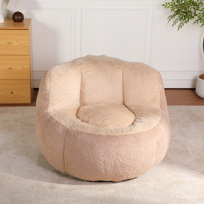 Multicolor Faux Fur Bean Bag With Ergonomic Design, High - Resilience Foam, Non Slip Base, Suitable For Multiple Spaces