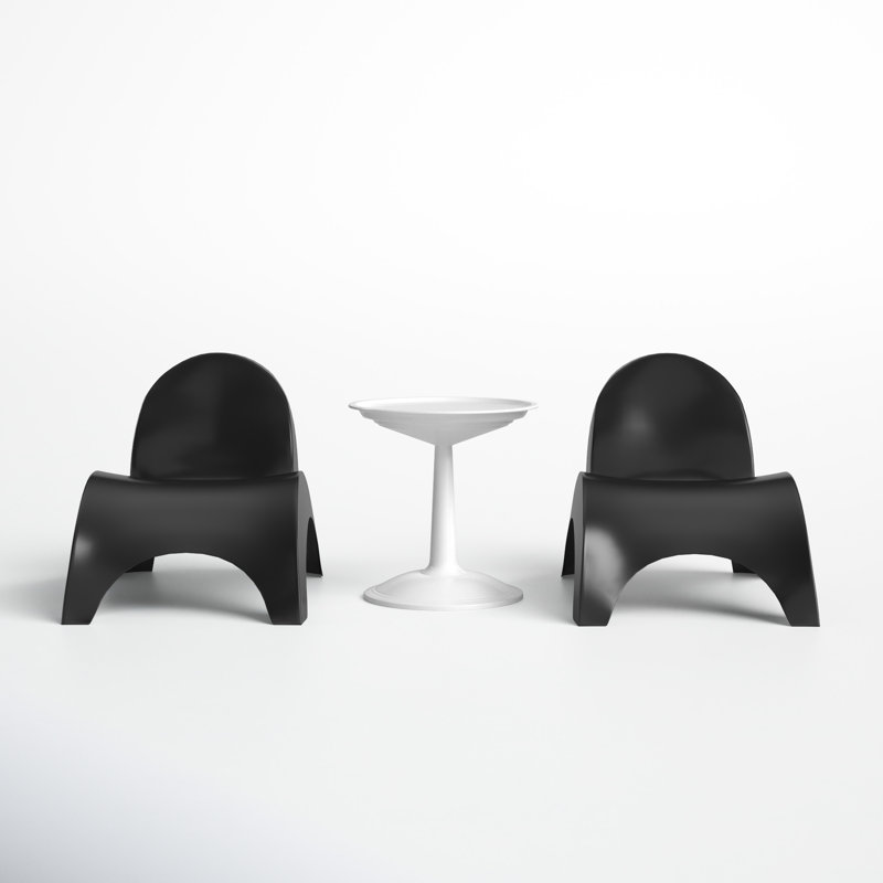 Ameswood Outdoor Chaise Lounge Set with Table, Black/White