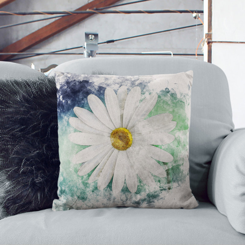 White Daisy Vol.2 Scatter Cushion, Black, 40cm H x 40cm W x 15cm D