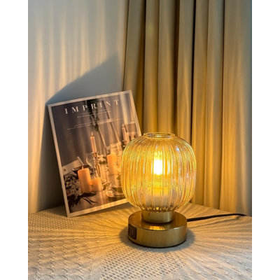 Elegant Golden Glass Bedside Lamp