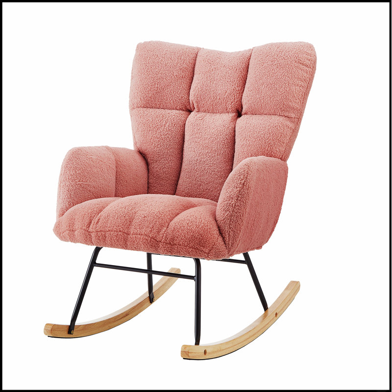 Élégant fauteuil oscillant capitonné en tissu avec structure en métal, parfait pour le confort et le style de tout salon