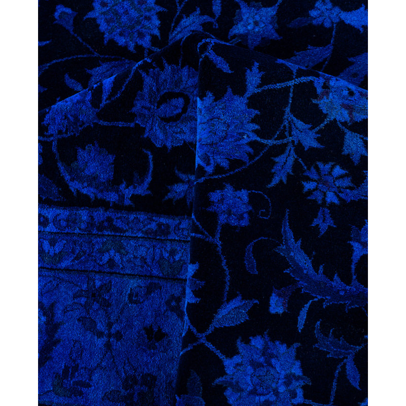 Overdyed Hand-Knotted Wool Modern-Contemporary Blue Area Rug 8' 0" x 11' 0"