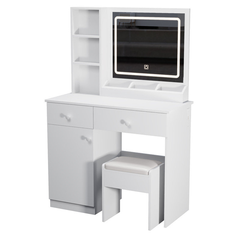 Vanity Desk with Adjustable Lighting,Mirror,Stool