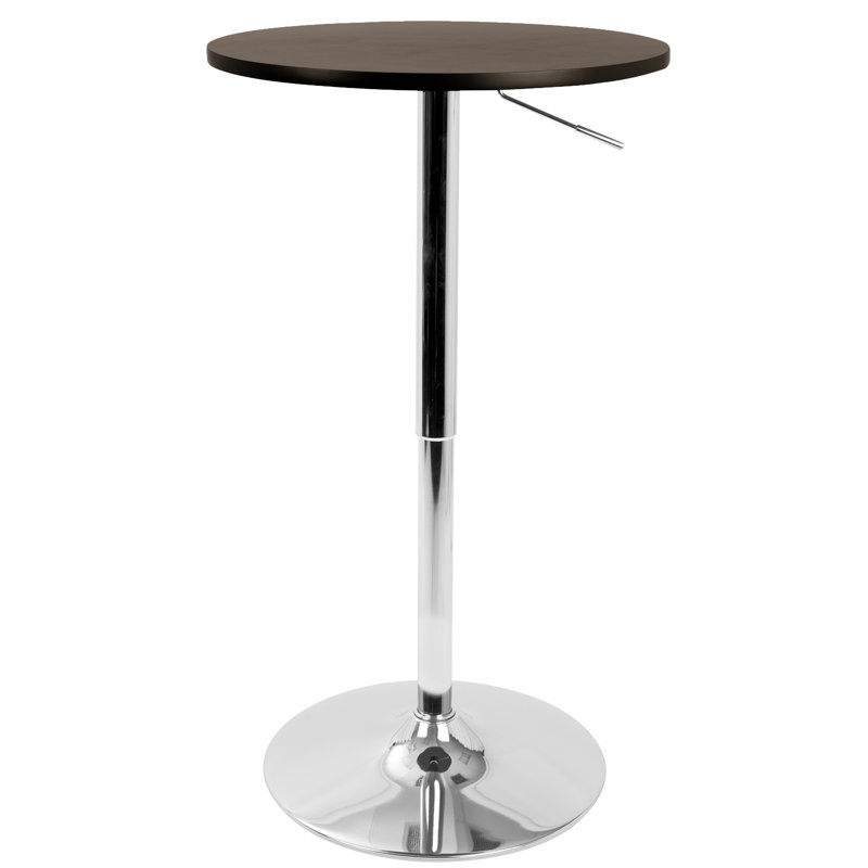 Table haute réglable Coveney, Brun, Chrome chrome