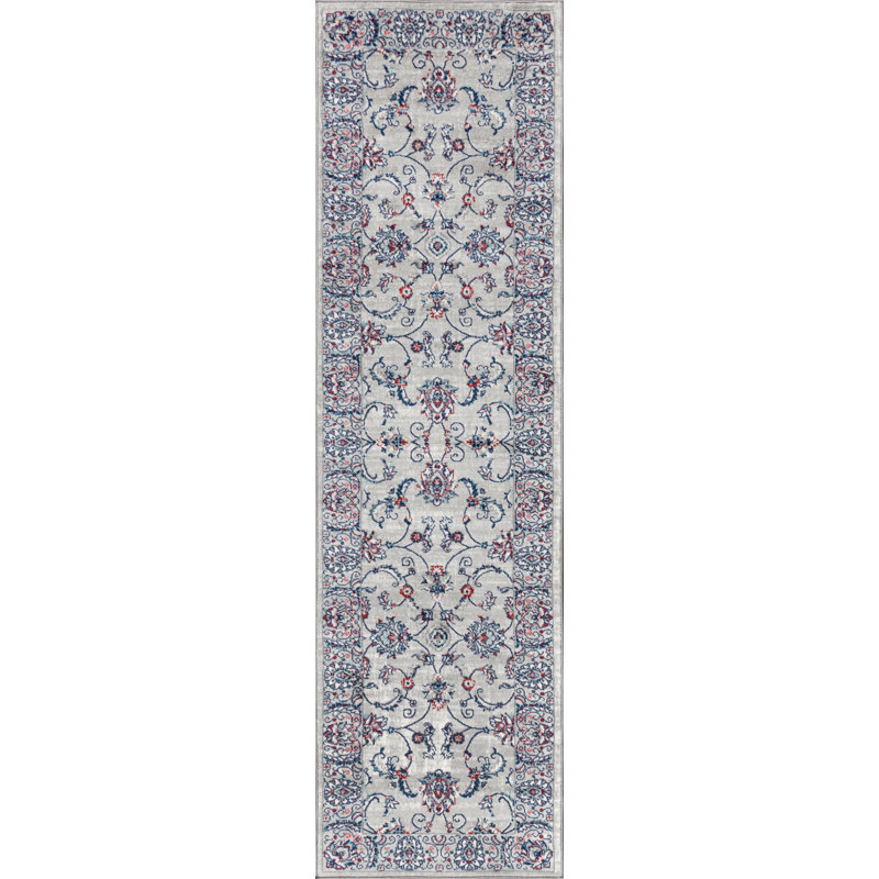 Lazo Modern Persian Vintage Light Gray/Red Rug, Runner 2'3" X 8'