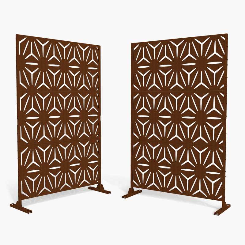 76''h X 47.2''w Metal Privacy Screen Fence Panel, Red