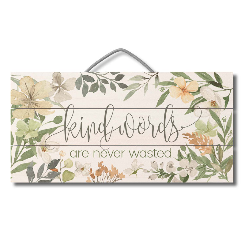 Highland Home Kind Words Decorative Wood Sign 12" x 6"