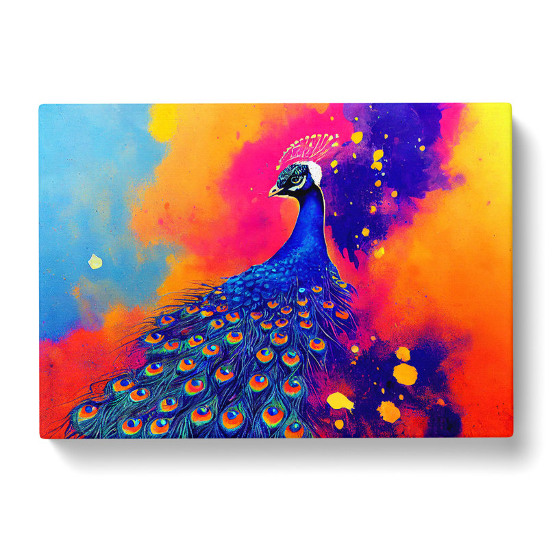 Peacock Splash Abstract - Wrapped Canvas, 35cm H x 50cm W x 3cm D
