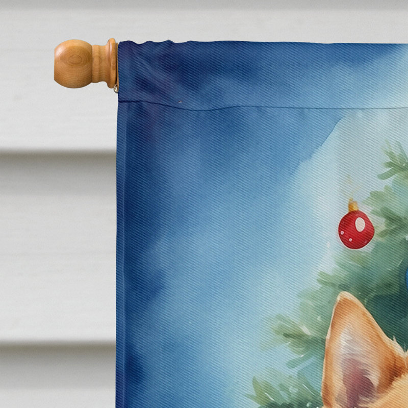Drapeau de Noël maison de renne, Spitz finlandais