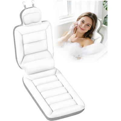 Full Body Bath Pillow For Bathtub, Thick Luxury Bathtub Cushion With Movable Lumbar Support And Laundry Bag, Bathtub Pillows For Head, Neck And Back Support, Bathtub Accessories For Women Spa Gift