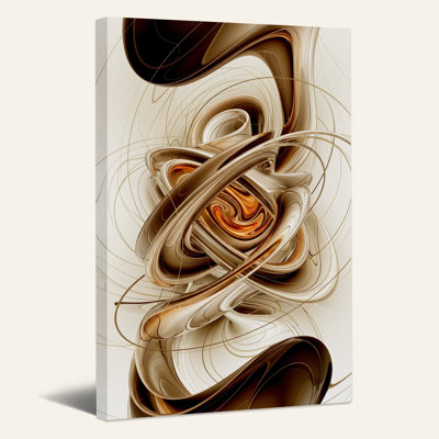 Glossy Bronze and Gold Abstract Swirls Canvas Wall Art