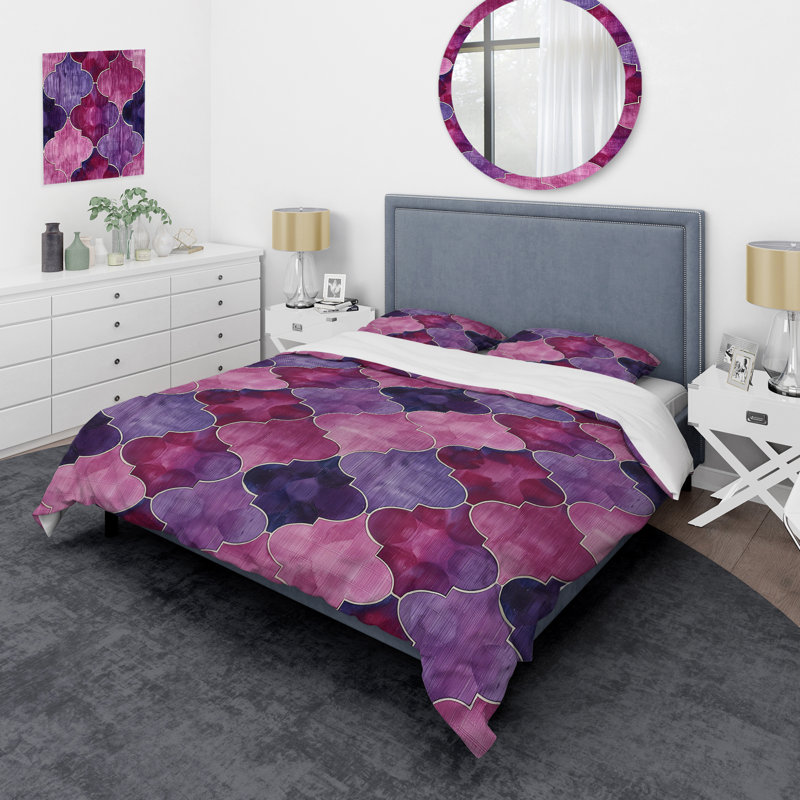 Ensemble de housse de couette Magenta Quatrefoil Glam V - Transitional, Housse de couette très grand + 2 très grandes ta