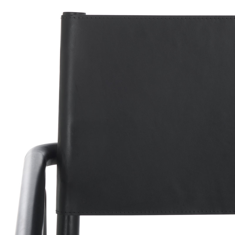 Hutson Leather Upholstered Dining Arm Chair, Black