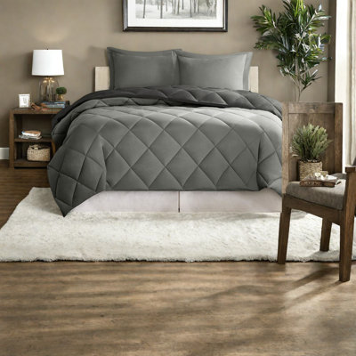 Ensemble de literie hypoallergénique matelassé réversible à motif de losanges, confort douillet en polyester, maison