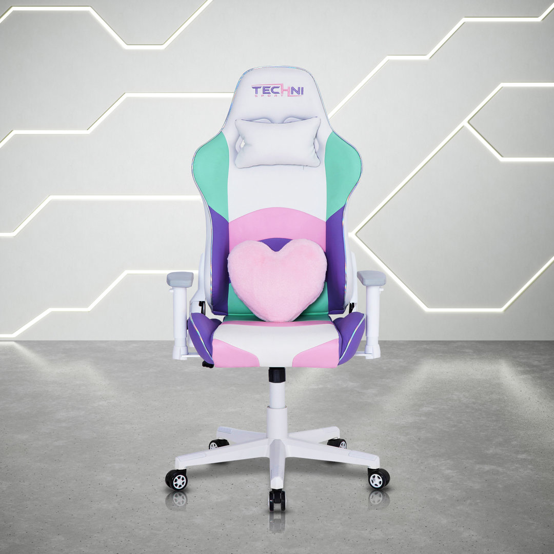 Techni Sport Adjustable Reclining Ergonomic Swiveling PC & Racing Game Chair in Kawaii Techni Sport