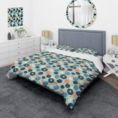 Motif de cercles multicolores - ensemble de housse de couette abstrait - polyester microfibre