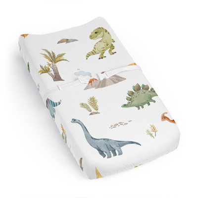 Watercolor Dinosaur Dino Changing Pad Cover Sheet