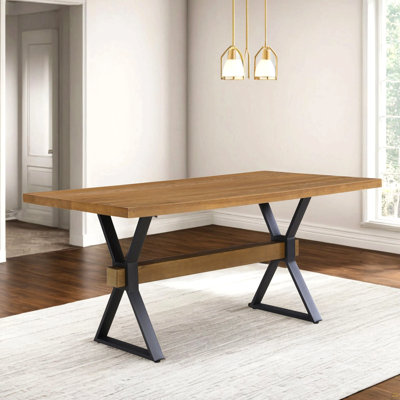 Table de salle à manger à pieds en X (brun)