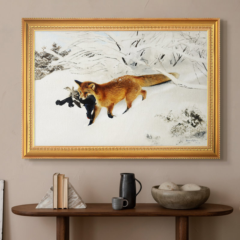 Renard dans un paysage enneigé (Räv i snölandskap), 1900 - Bruno Liljefors - Toile encadrée sur mesure, 16 po x 22 po