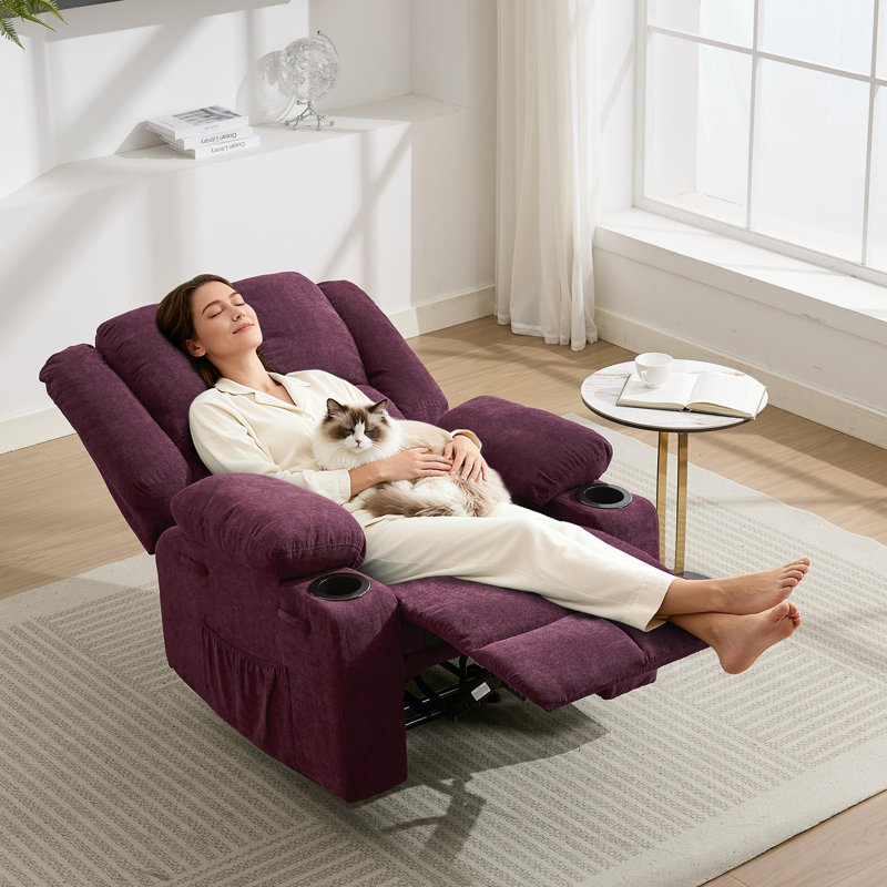 Fauteuil inclinable manuel chauffant et chauffant, canapé simple réglable à 155 ° avec repose-pieds